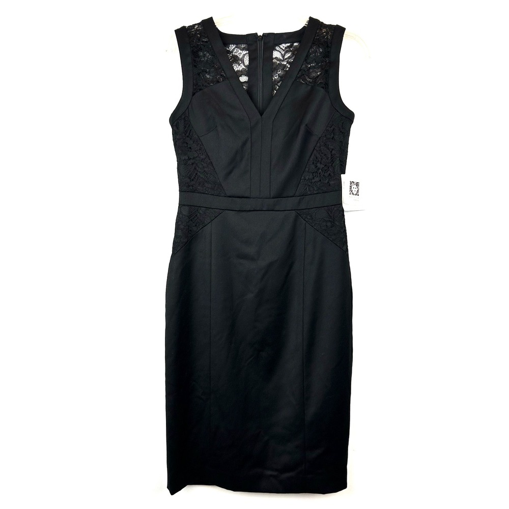 Anne Klein Dress Womens 4 Black Lace A Line Formal Party Cocktail Wear New